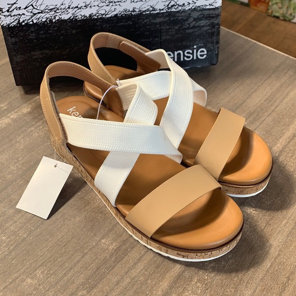 NWT Kensie Palermo wedge Sandal Natural Tan - Picture 2 of 6